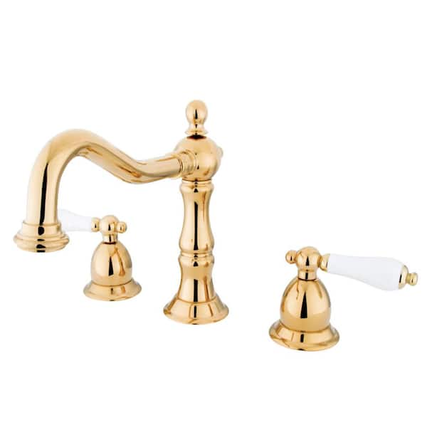 Heritage 8 in. Widespread 2-Handle Bathroom Faucet in Polished Brass