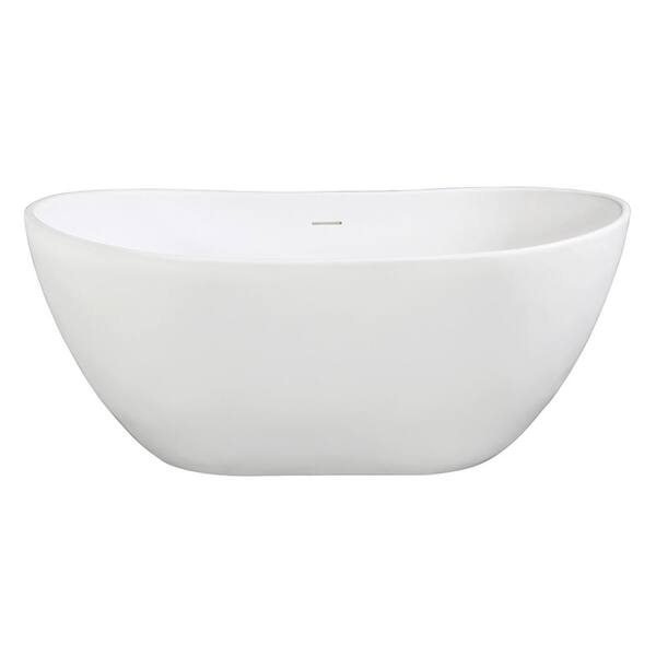 Collete 56.3 in. Solid Surface Flatbottom Freestanding Bathtub in White Collete 56.3 in. Solid Surface Flatbottom Freestanding Bathtub in White
