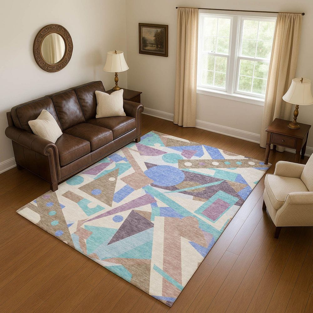 Mayfield Premium Machine Washable Abstract AMF1693 Mocha 3 ft. x 5 ft. Area Rug price history on PriceWatchPro