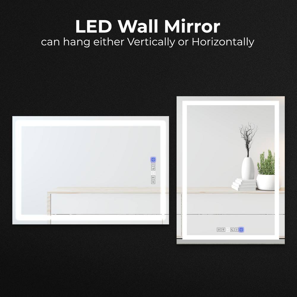 24" x 36" Frameless LED Lighted Rectangular Bathroom Mirror