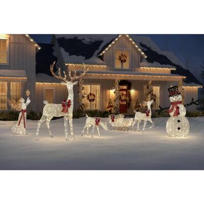 33 in. Polar Wishes LED 80-Light Doe with Bow Yard Sculpture