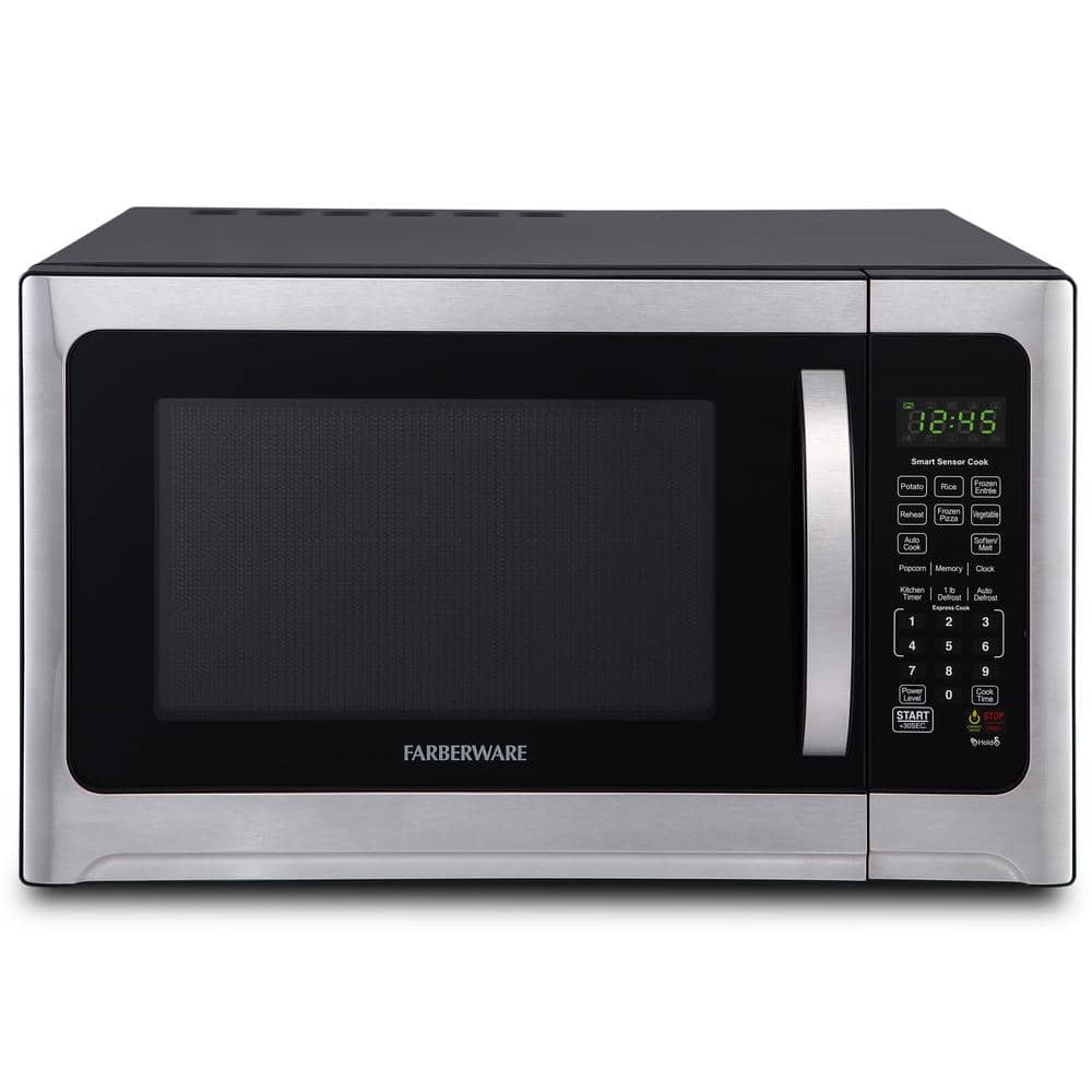 Farberware Black FMO12AHTBSG 1.2 Cu 1100-Watt Microwave Oven with Grill with ECO Mode and LED Lighting Ft Black Stainless Steel