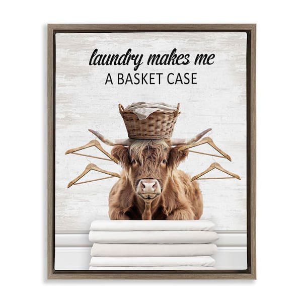 Stupell Industries Sassy Basket Case Laundry by Lettered and Lined Brown Floater Frame Typography Graphic Art Print 31 in. x 25 in.