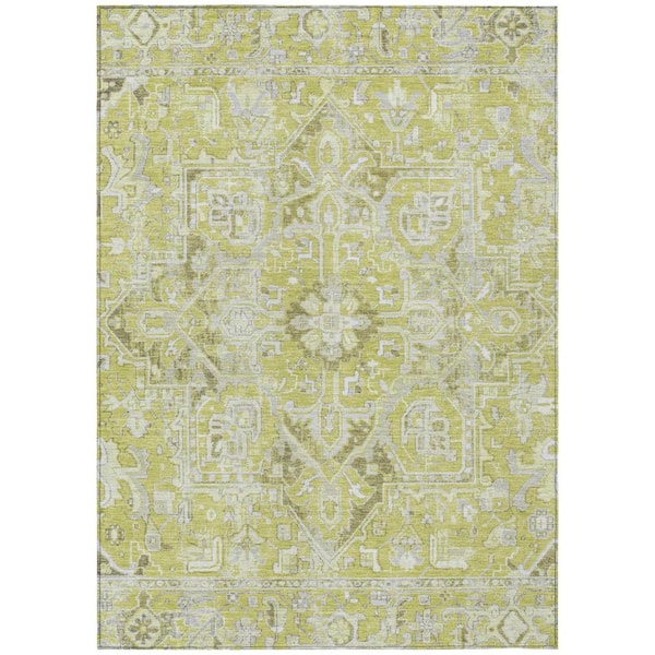 Artichoke Green 8 ft. x 10 ft. Woven Oriental Rectangle Indoor/Outdoor Area Rug