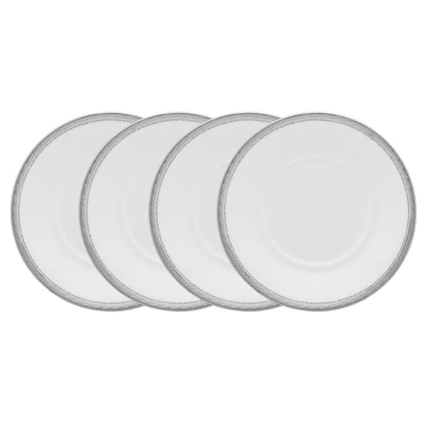 Noritake Whiteridge Platinum 6 in. (White) Porcelain Saucers, (Set of 4