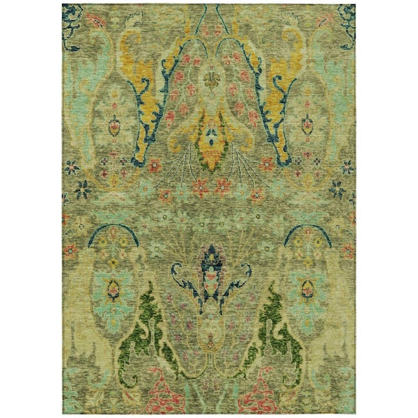 Chantille Machine Washable Indoor/Outdoor Abstract ACN1932 Green 5 ft. x 7 ft. 6 in. Area Rug