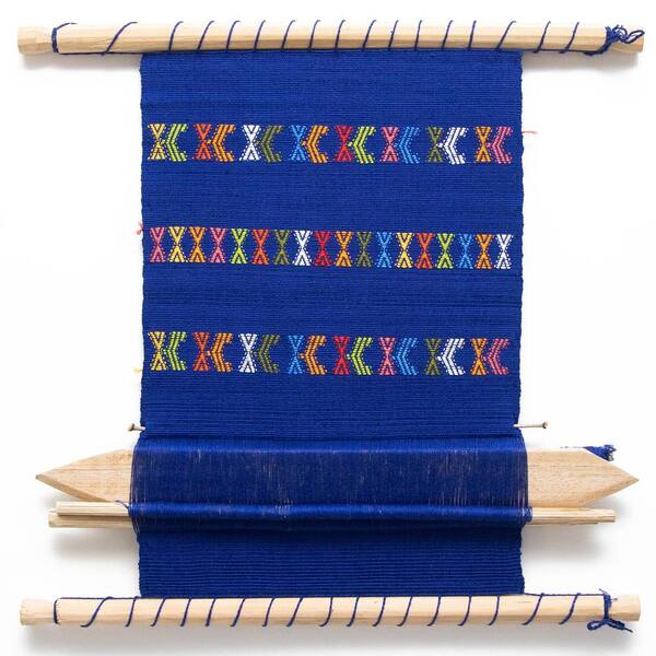 Global Craft Blue and Primary Colors Guatemalan Hand Loom Wall