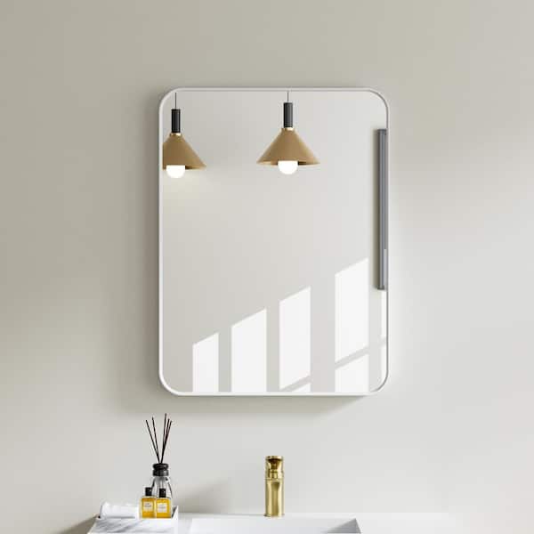 24 in. W x 36 in. H Rectangular Aluminum Framed Wall Bathroom Vanity Mirror in White, Hang Horizontal or Vertical