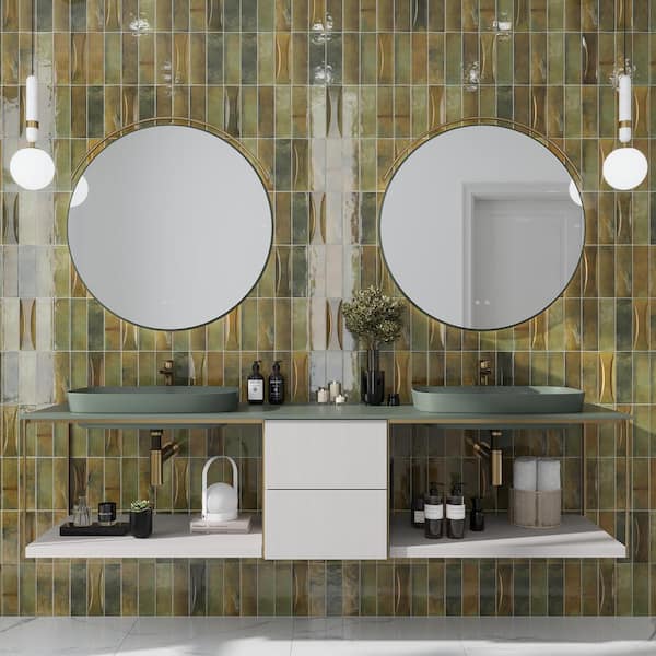 Antiek 2.58 in x 7.9 in Green Ceramic Glossy Wall Tile (40 Cases/215.2 sq. ft. /Pallet)
