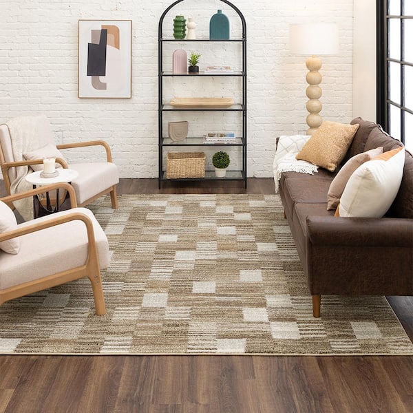 Pernette Beige 7 ft. 10 in. Square Geometric Area Rug