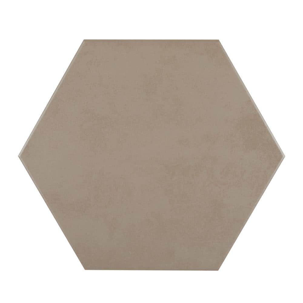 Basics Khaki 9 in. x 10 in. Matte Porcelain Hex Floor and Wall Tile (8.07 s