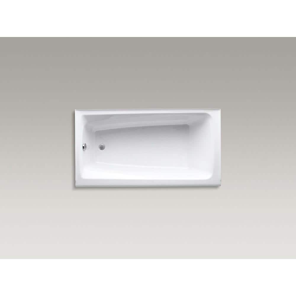 Mendota 60" White Cast Iron Alcove Bathtub with Left Drain