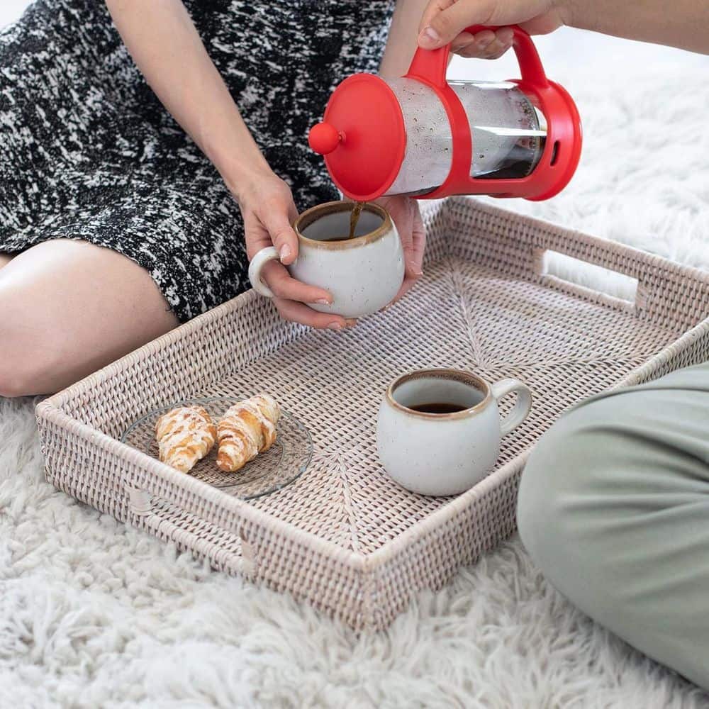 Red 34 Oz Glass and Stainless Steel French Press Coffee Maker