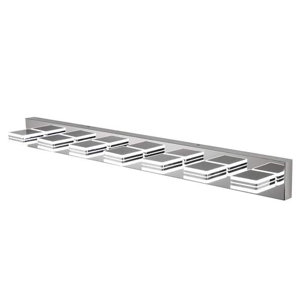 46.7 in. 7-Light Modern Chrome LED Vanity Lights with Acrylic Shade for Bathroom Mirror Cabinets Bedroom