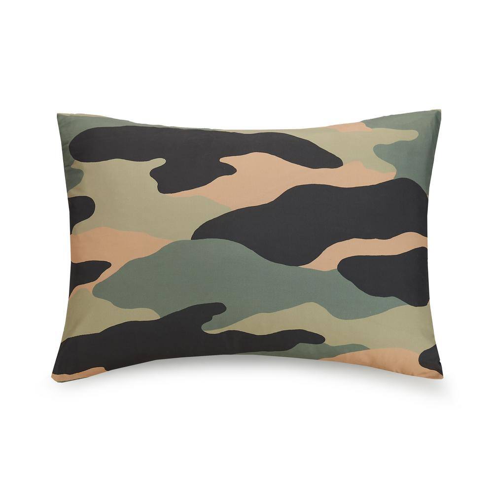 Full Gray Reversible Microfiber Camo Comforter Set
