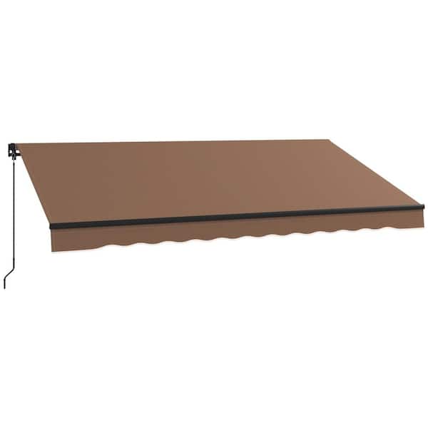 Outsunny Retractable Awning 9.8 ft. x 11.8 ft. Coffee Patio Awning Sunshade Shelter with Manual Crank Handle