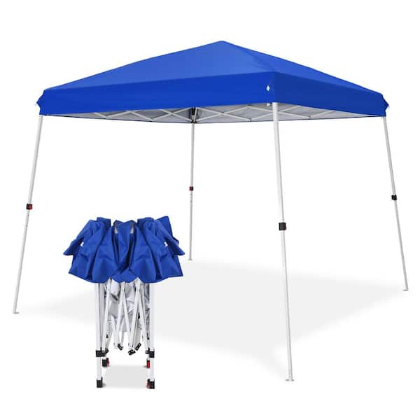 COOS BAY 10 ft. x 10 ft. Blue Slant Leg Pop-up Canopy with Wheeled Bag, Height-Adjustable Event Tent
