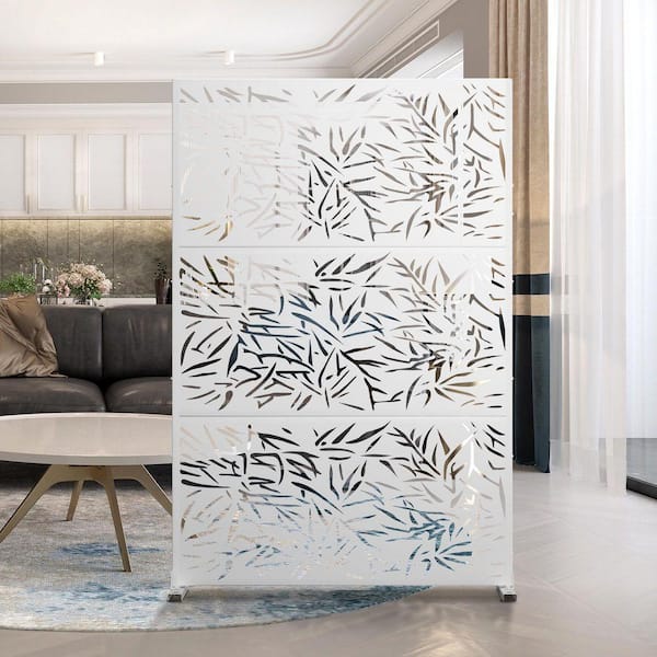 72 in. x 47 in. White Outdoor Metal Galvanized Privacy Screen Fence Garden Panels