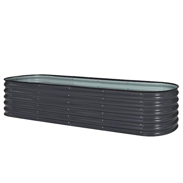 VEIKOUS 17 in. H Dark Grey 9-in-1 Modular Metal Raised Garden Bed Kit