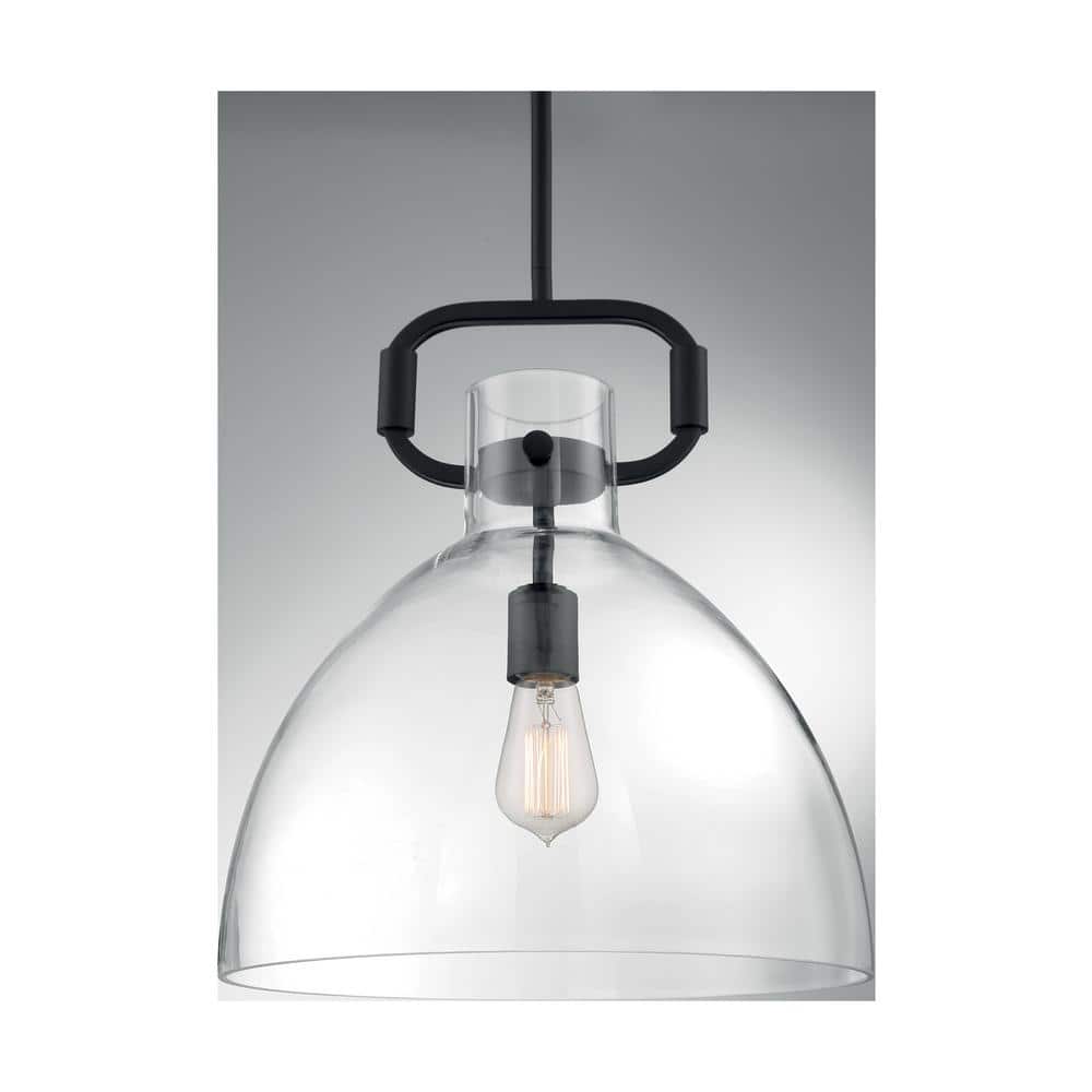 Teresa Retro-Industrial 16.5" Matte Black and Brass Pendant