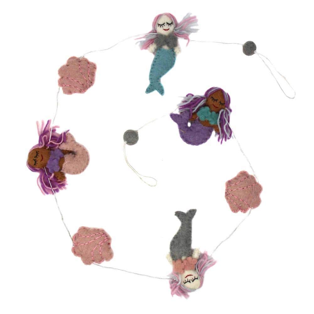 Handmade Pink and Green Mermaid Felt Garland