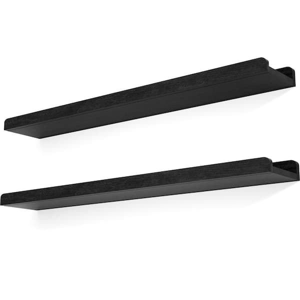 Unbranded 36 in. W x 6 in. D Black Floating Decorative Wall Shelf (Set of 2)