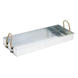 10.25 in. W x 1 in. H x 28.25 in. L Galvanized Steel Tray with Rope Handles