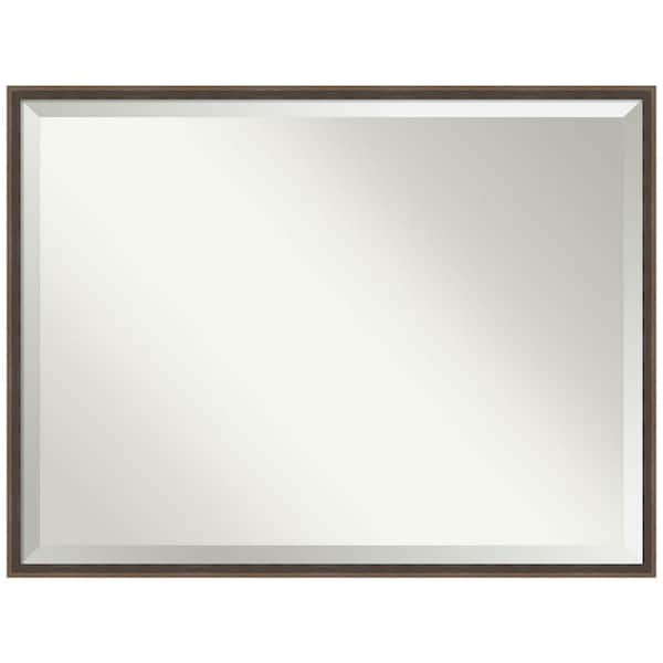 Hardwood Wedge Mocha 41.25 in. x 31.25 in. Rustic Rectangle Framed Bathroom Vanity Wall Mirror