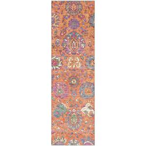 Mayfield Premium Machine Washable Abstract AMF2013 Orange 2 ft. x 7 ft. Runner Rug