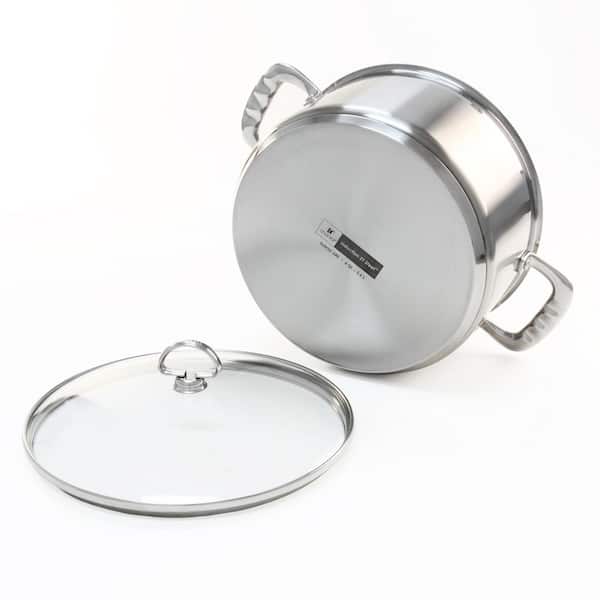 Eastern Tabletop 5926 6 Qt. Mirrored Stainless Steel Induction Pot with  Flat Lid and Double Handles