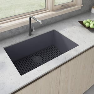 epiGranite 33 x 19 in. Undermount Single Bowl Urban Gray Granite Composite Kitchen Sink