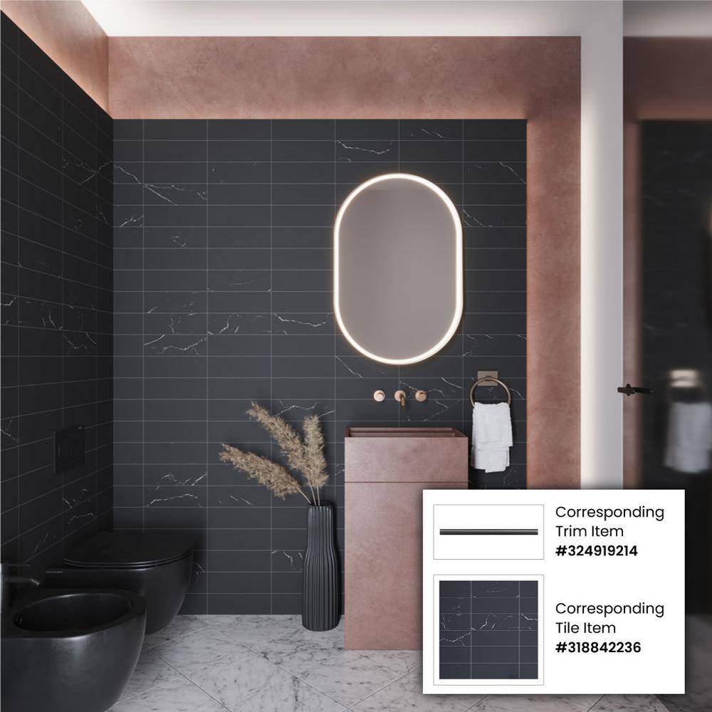 4x12 Black Honed Marble Subway Floor and Wall Tile