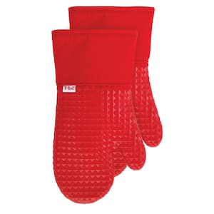Red Waffle Silicone Oven Mitt Set (2-Pack)