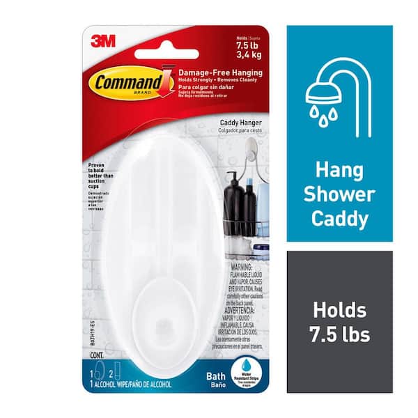 Command 7.5 lbs. Large White Bath Shower Caddy Hanger (1 Hook, 2