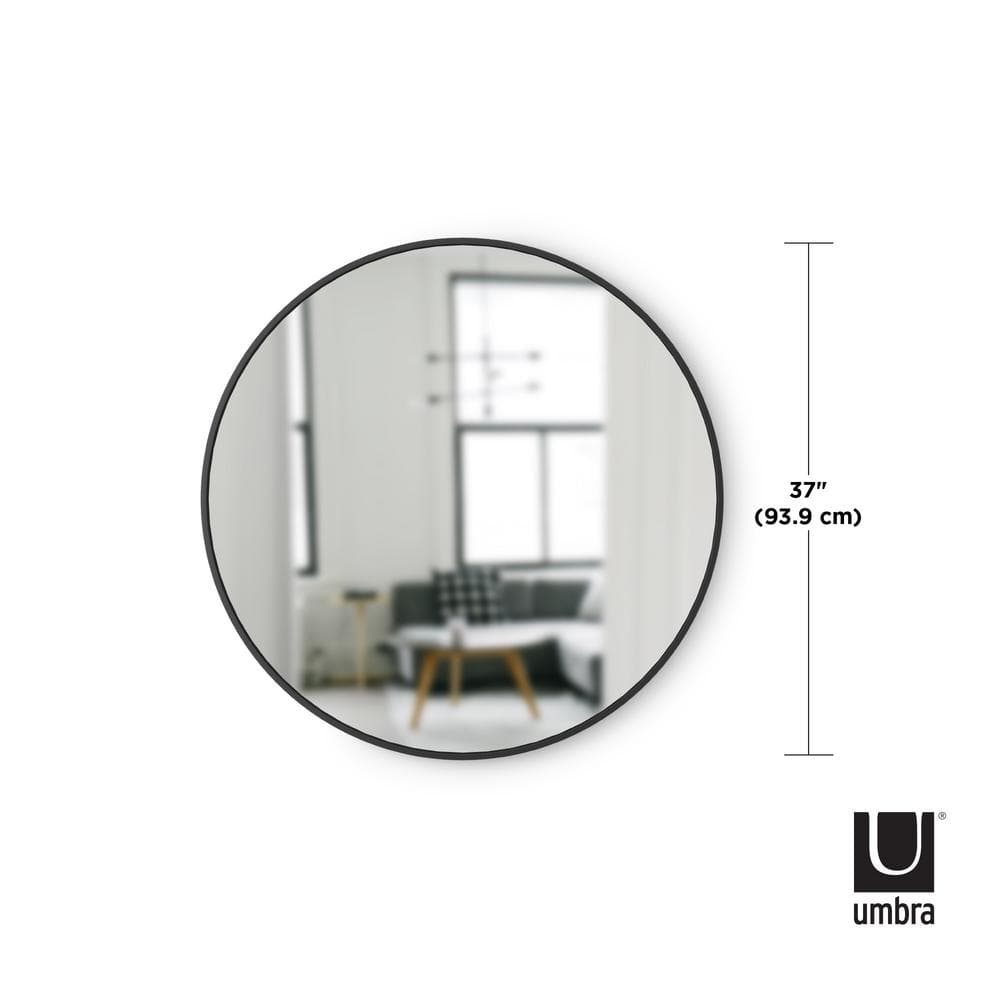 15'' Round Industrial Rubber-Trimmed Wood Wall Mirror