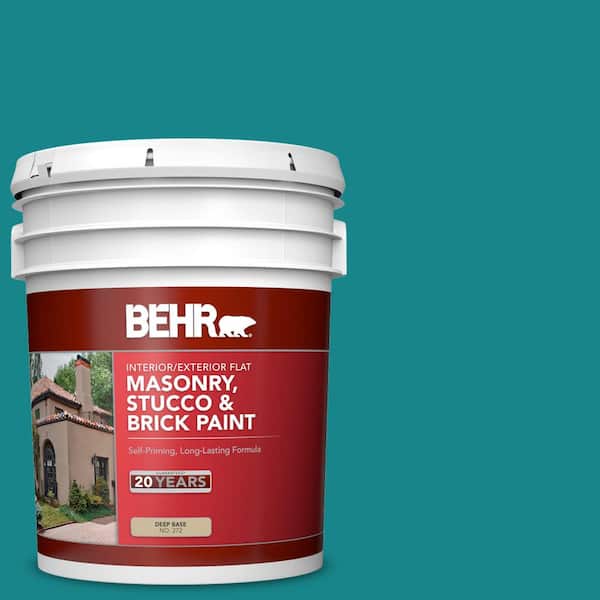 5 gal. #M460-6 Thai Teal Flat Interior/Exterior Masonry, Stucco and Brick Paint