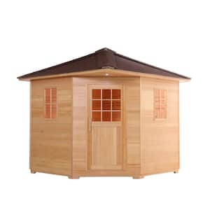5-Person Electric Canadian Hemlock Wet Dry Outdoor Sauna with Asphalt Roof and 6kW ETL-Certified Heater