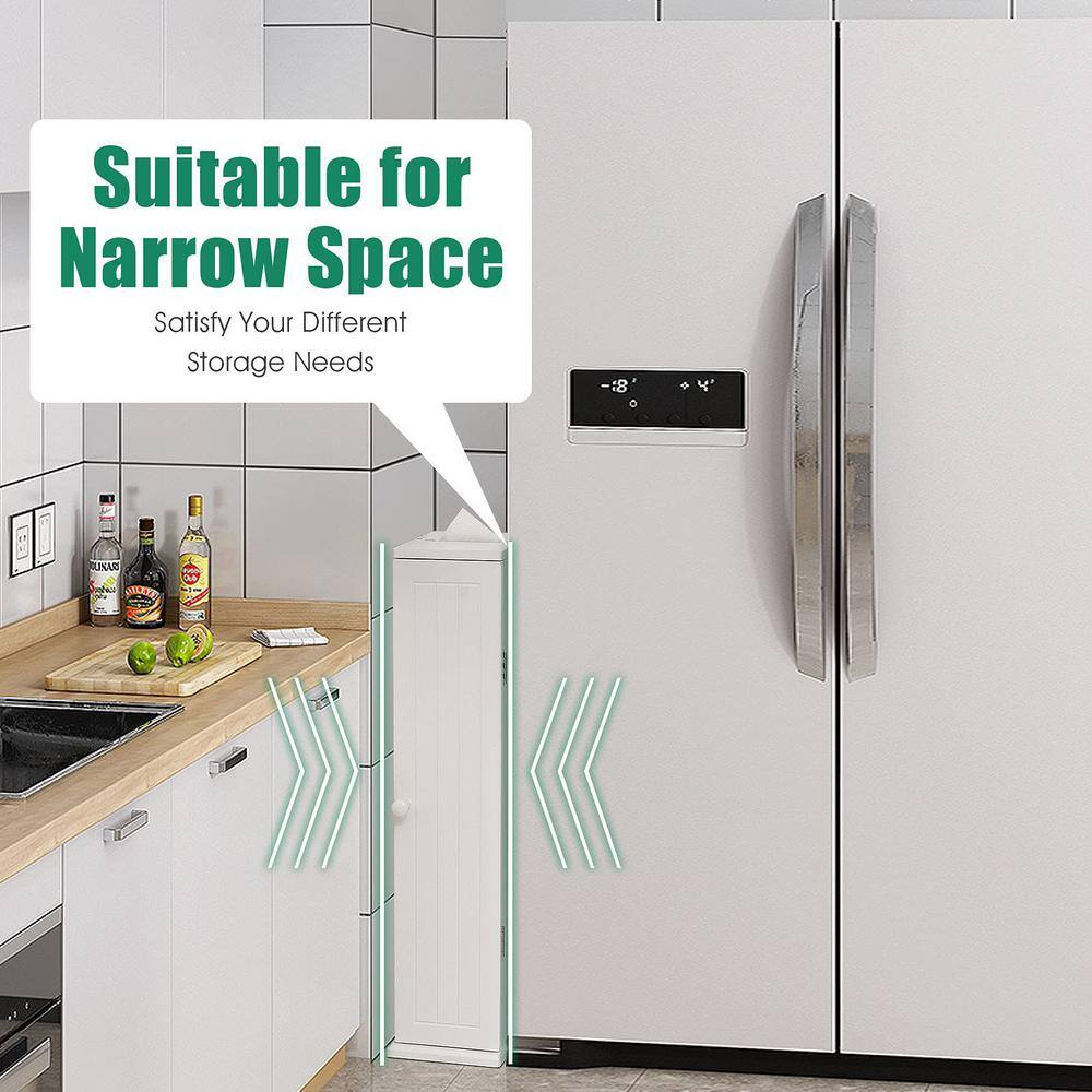White Slim MDF Bathroom Storage Cabinet with Shelves