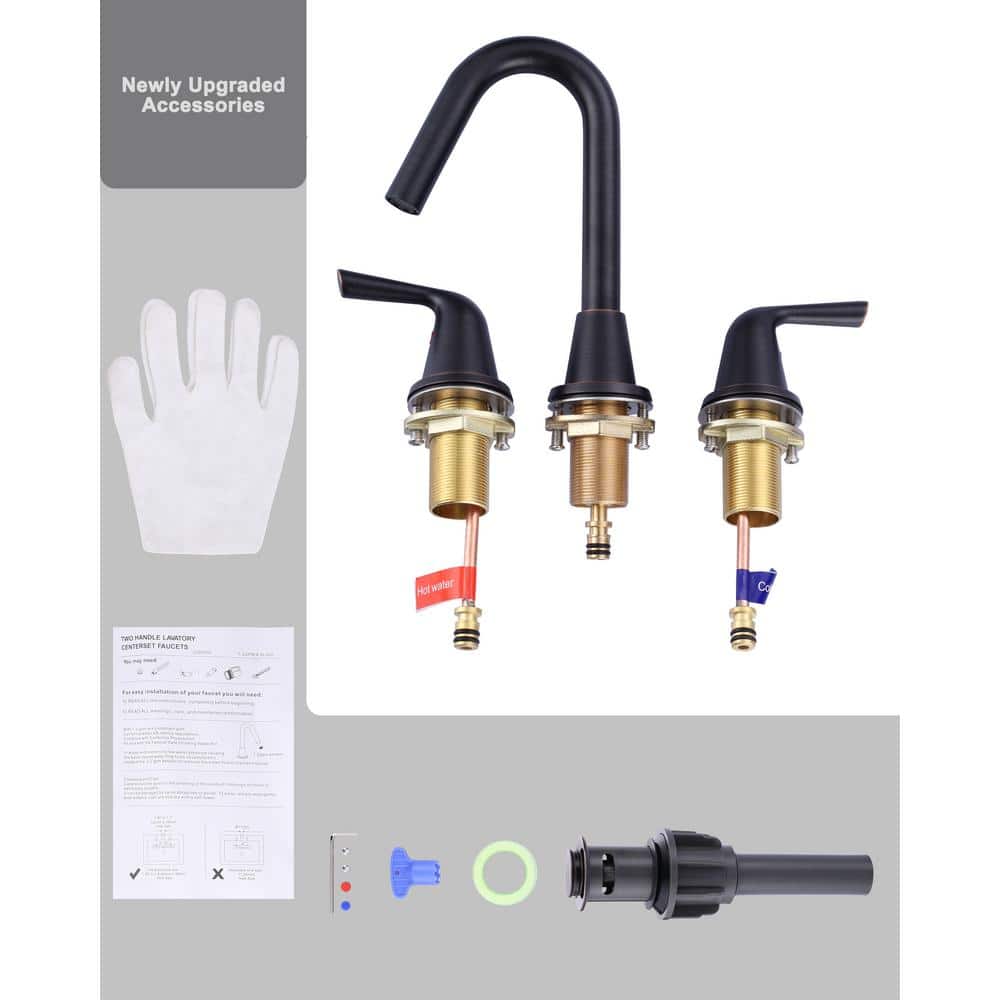 Oil Rubbed Bronze 8-Inch Widespread Double Handle Bathroom Faucet