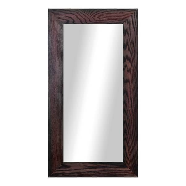 3 in Black Cherry Frame (18 in. W x 33 in. H) Oak Hardwood Rectangle Wall Mirror
