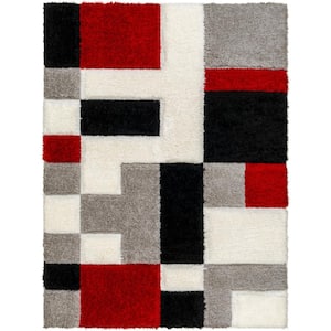 Bologna Black/Red 5 ft. x 7 ft. Geometric Indoor Area Rug