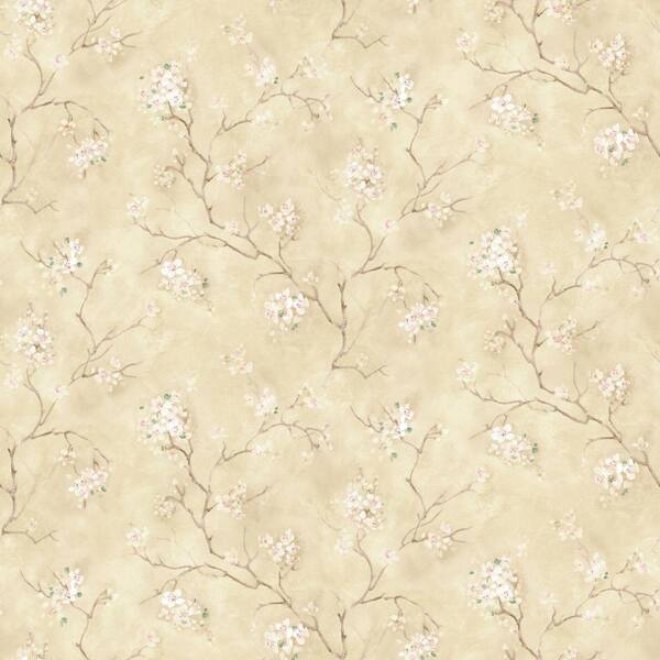 The Wallpaper Company 56 sq. ft. Beige Soft Floral Trail Wallpaper