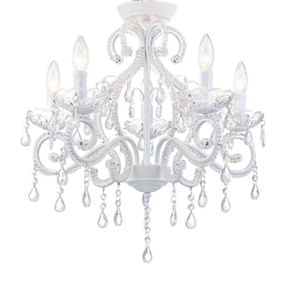 Abbie 20.47 in. 5-Light Sputnik Candle Matte White Empire Scrolling Crystal Flush Mount Ceiling Light for Foyer price history on PriceWatchPro