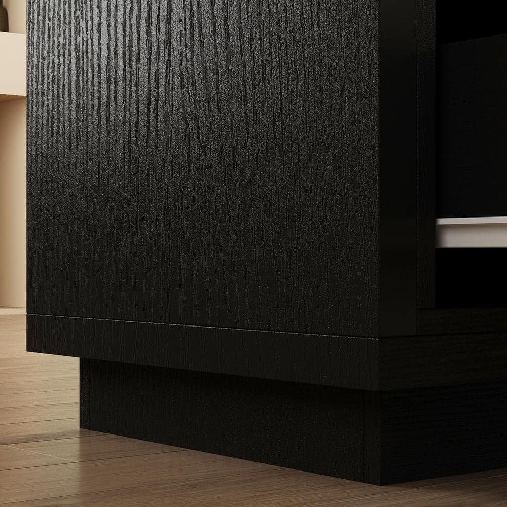 Black Extendable MDF TV Console with Drawers