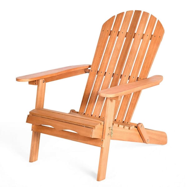 FORCLOVER Classic Natural Chair Foldable Outdoor Wood Adirondack Chair