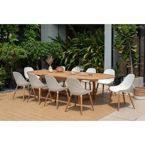 Andux 11-piece 100% FSC Teak Wood Outdoor Dining Set