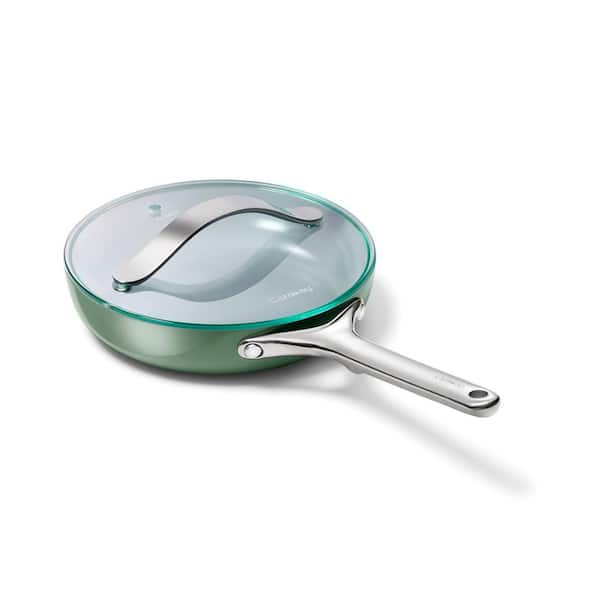 CARAWAY HOME 1 Piece Ceramic Mini Fry Pan Cookware Set with Glass Lid in Sage