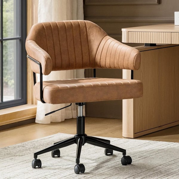 Hope Polyester Modern Office Chair in Camel with Tilt & Height Adjustment