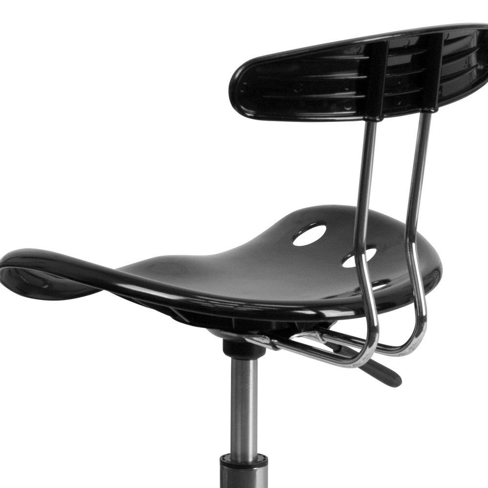 Ergonomic Swivel Black Metal Armless Task Chair with Tractor Seat