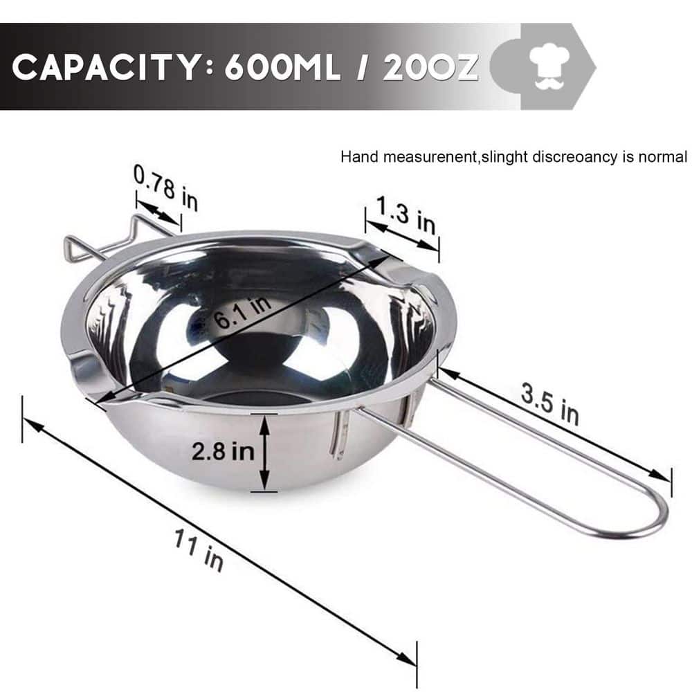 Double Boiler Pot Set, 600ml Chocolate Melting Pot with 1.5 qt. Stainless Steel Pot, Includes Silicone Spatula - Thumbnail 2